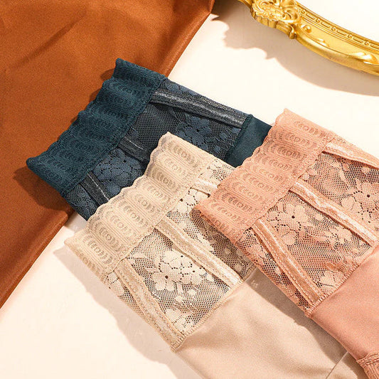 Calzoncillos De Encaje De Cintura Alta, Satén Transpirable, Abdomen Y Caderas