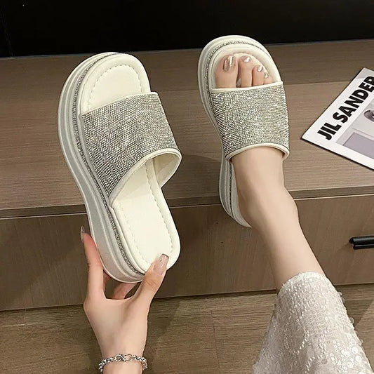 Sra. Zapatillas Frías Con Diamante De Agua De Aumento Interior