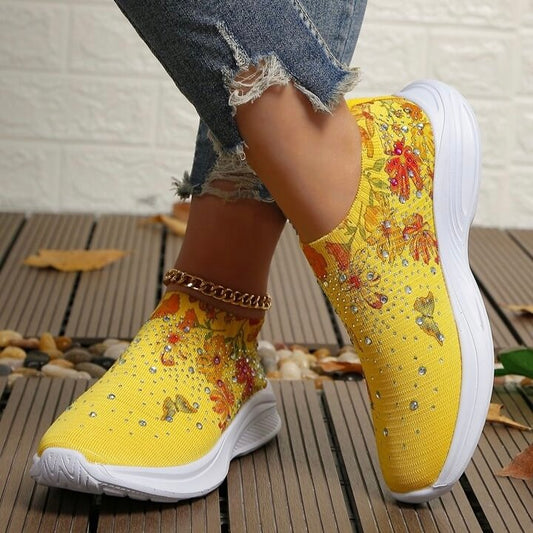 Calcetines De Diamante De Agua De Flores Femeninas Cómodos Con Fundas Resbaladizas Zapatillas