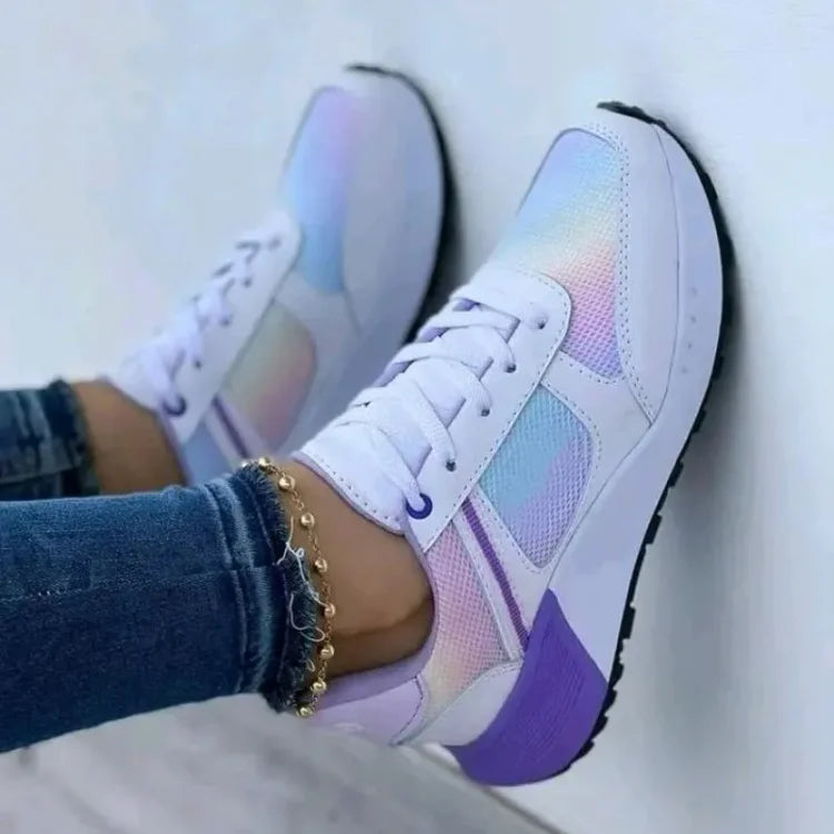 Zapatos De Sulfuro De Ocio Con Tirantes De Colores Mixtos De Moda Femenina