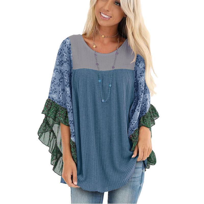 Vestido a color estampado de manga de murciélago para mujer - MXbueno