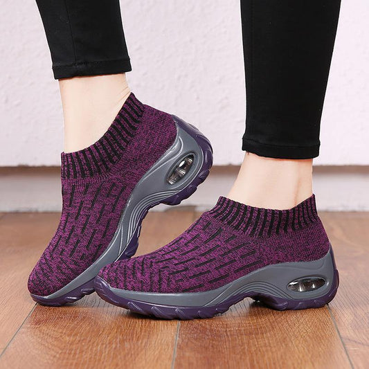 Mujer Malla acolchada de punto transpirable Slip Om Plataforma Zapatos deportivos casuales - MXbueno