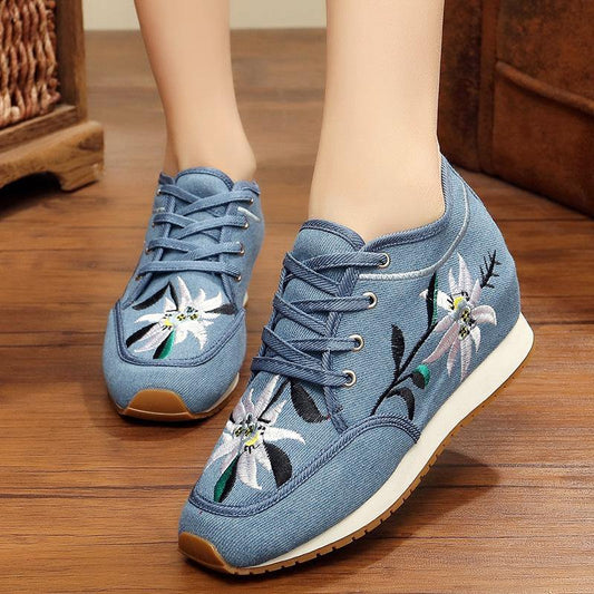 Zapatos casuales con patrón de flores con aumento del tacón - MXbueno