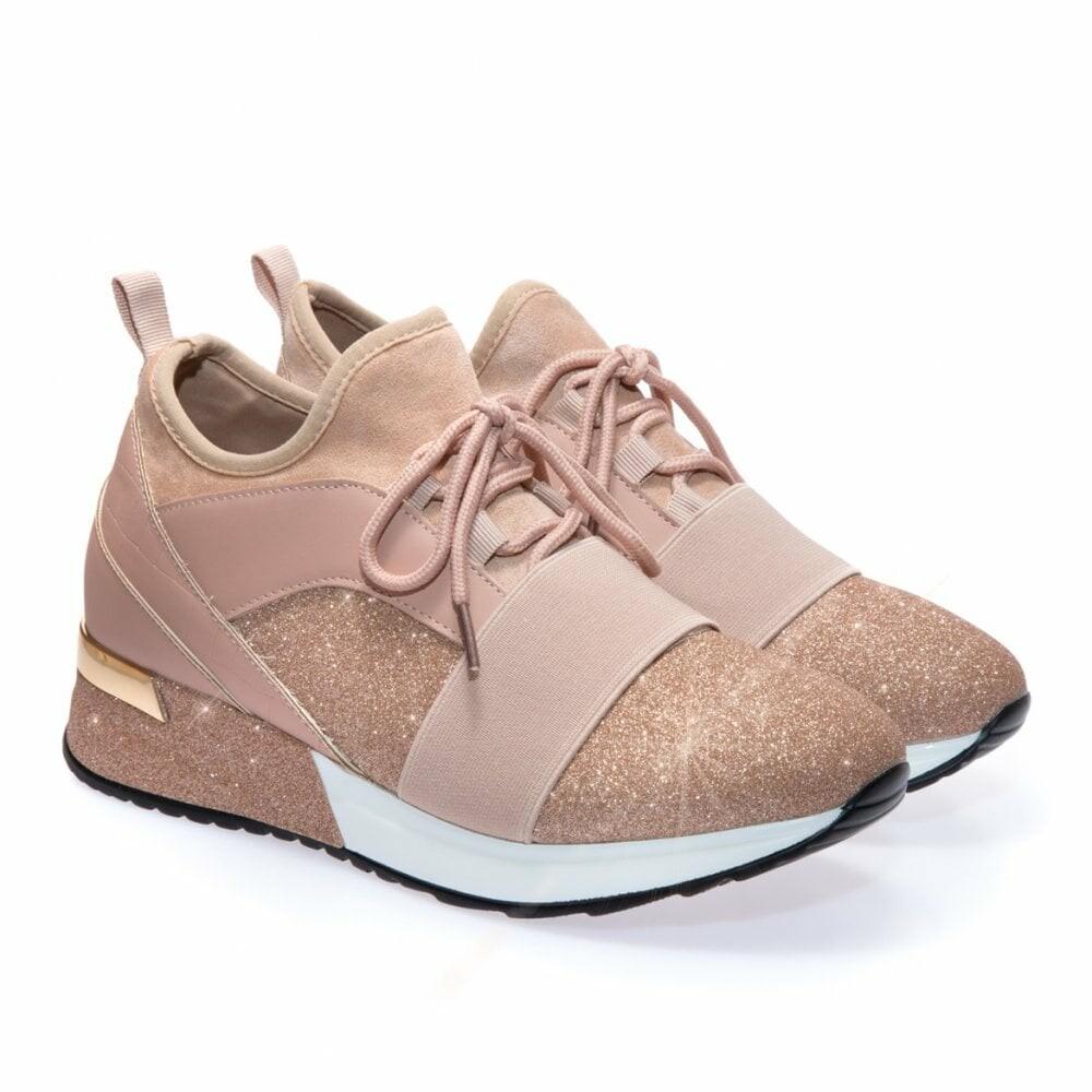 Zapatillas de deporte con cordones de talla grande y brillantes de moda✨