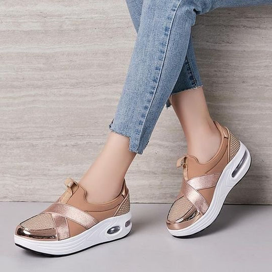 Resbalón Ligero Del Amortiguador De Aire De Los Diamantes De Imitación De Las Mujeres En Los Zapatos Ligeros Para Caminar