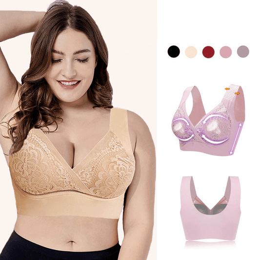 SostÉn De Encaje De ElevaciÓn De Soporte InalÁmbrico / InconsÚtil Talla Plus