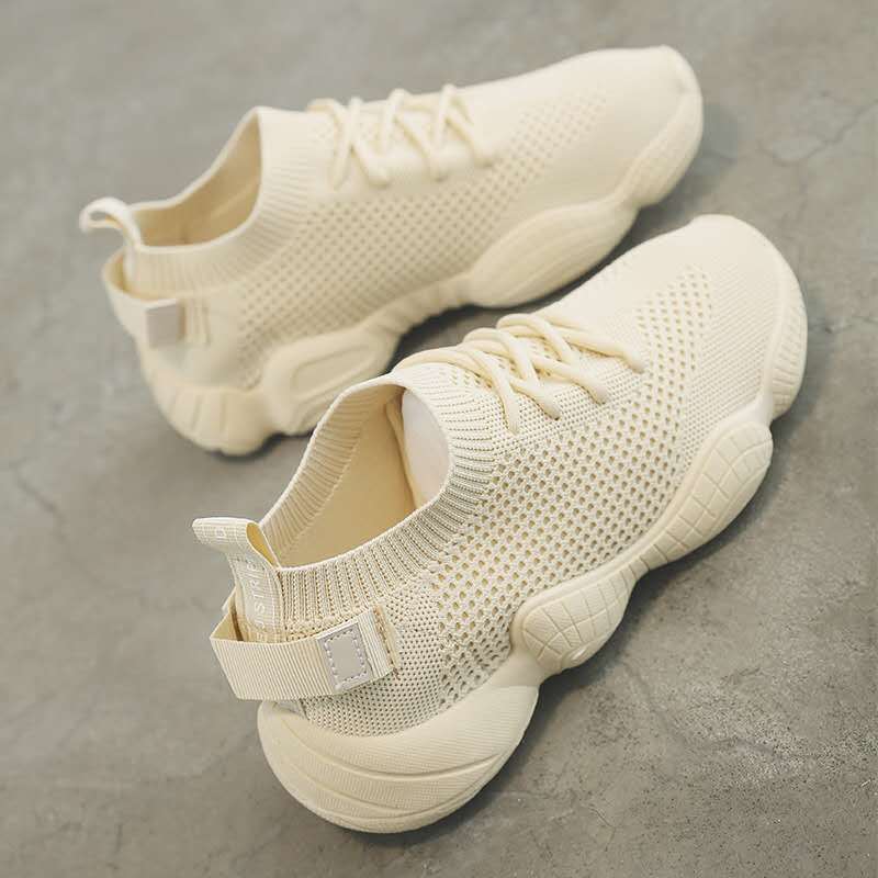 transpirable color sólido elástico con cordones cómodas zapatillas