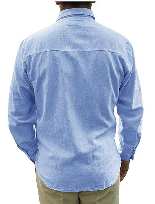 Camisa de lino de manga larga de hombre nuevo