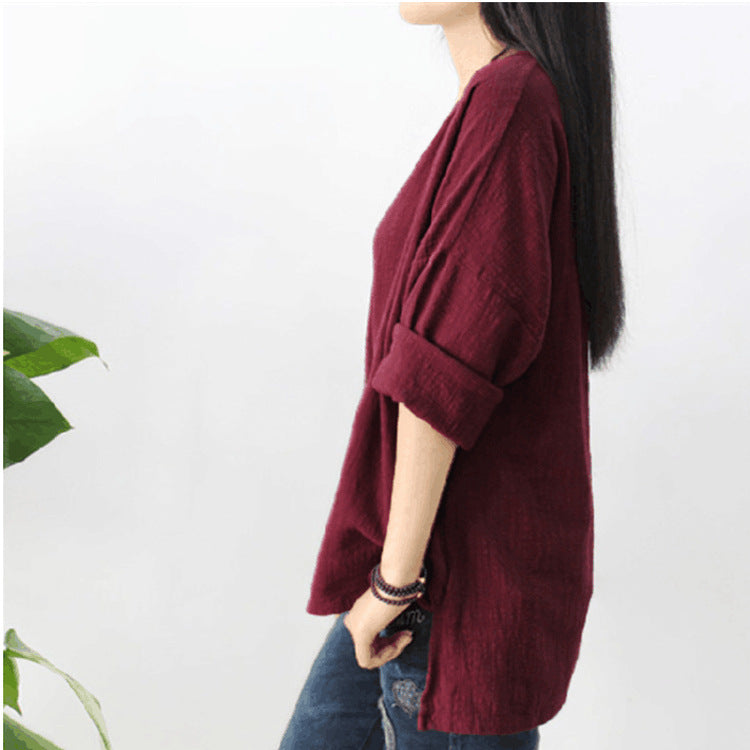 Venta Caliente Camiseta Suelta De Algodón Y Lino