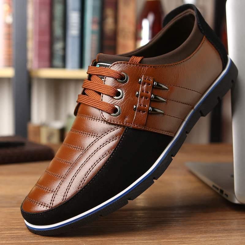 Zapatos planos casuales con correa de punta redonda para hombre - MXbueno
