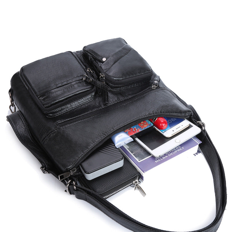 Bolso De Hombro De Cuero Multifuncional Mochila De Gran Capacidad