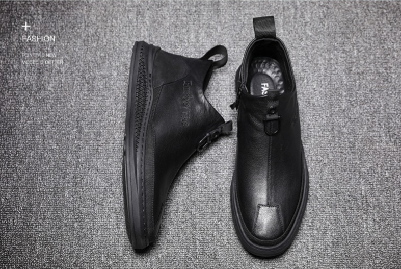 Hombres botas de cuero genuino con suelas ortopédicas de apoyo y cómodas