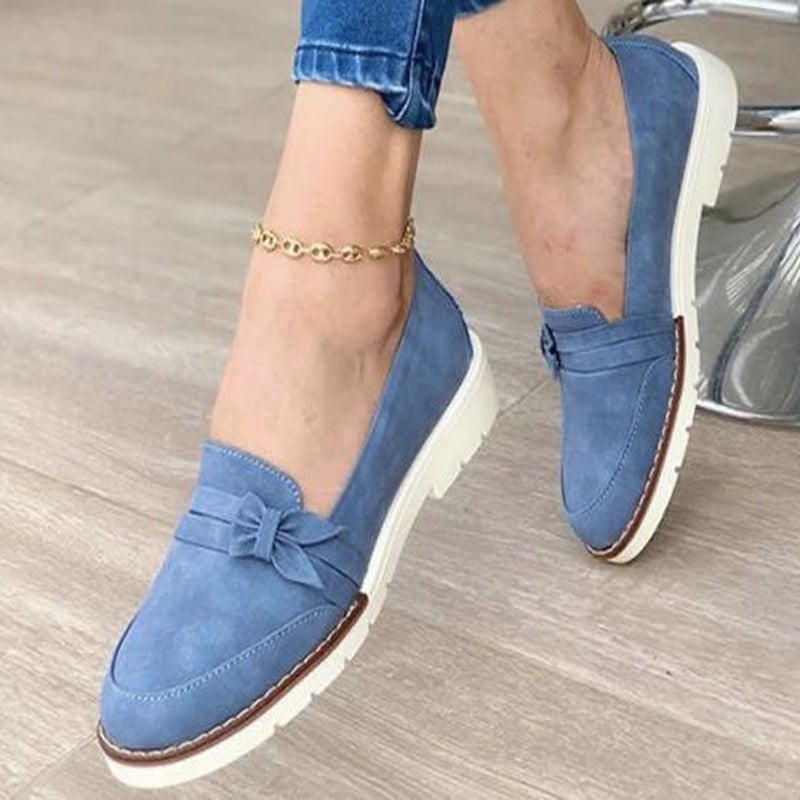 De Mujer Bowknot Planos Cuero Tacón Bajo Mocasines Planos