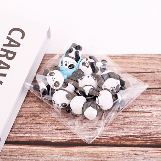 Bonito Panda Bebé, Juguete Sólido, Panda Horneado Para Cumpleaños, Juego De 8 Piezas De Adornos De Muñeca, Adornos De Decoración De Coche De Fábrica