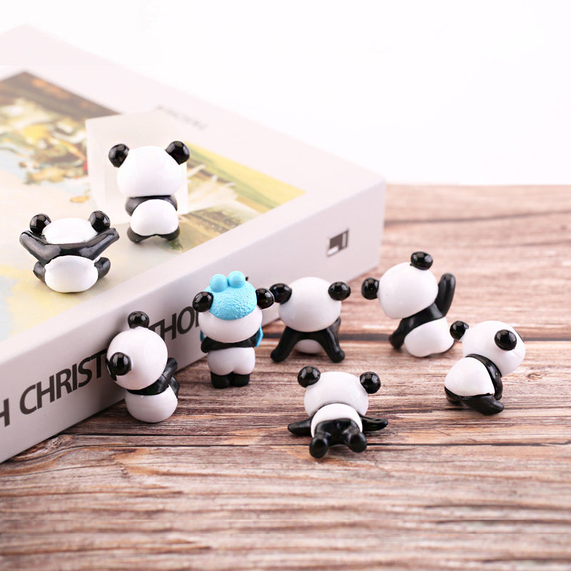 Bonito Panda Bebé, Juguete Sólido, Panda Horneado Para Cumpleaños, Juego De 8 Piezas De Adornos De Muñeca, Adornos De Decoración De Coche De Fábrica