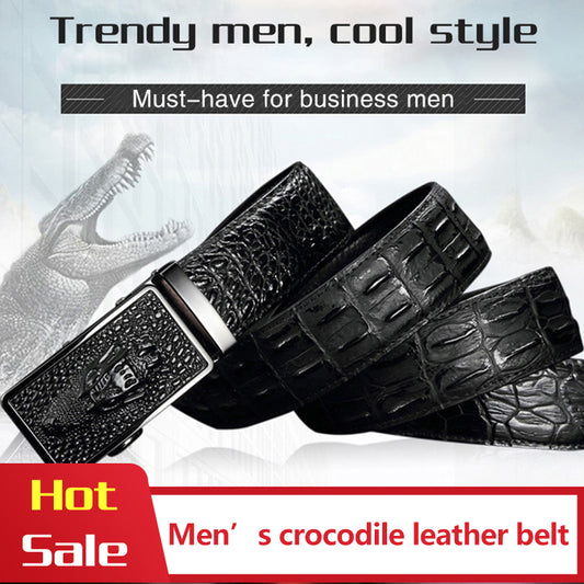 Cinturón De Piel De Cocodrilo Para Hombre