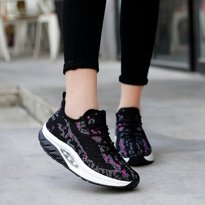 Cojín de aire transpirable de las mujeres cuña corriendo zapatillas de ocio