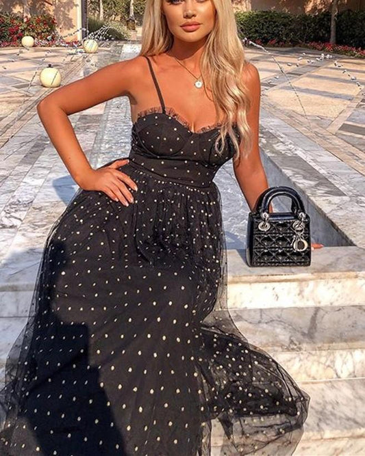 Vestido De Malla Con Lunares