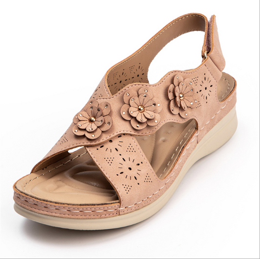 Sandalias mujer verano flores casual hollow