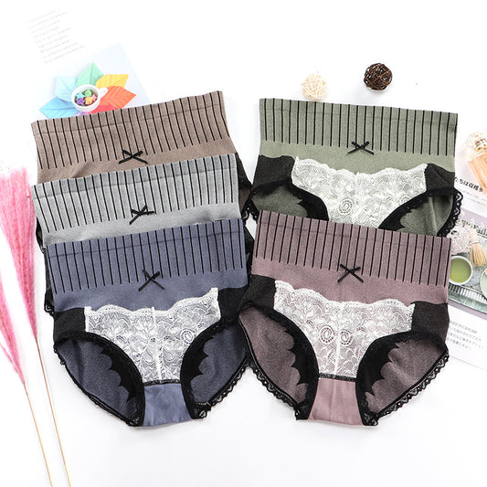 Pantalones De Palacio, Bowknot, Ropa Interior De Cintura Alta Sin Costuras, Encaje Sexy A La Cadera De Las Mujeres