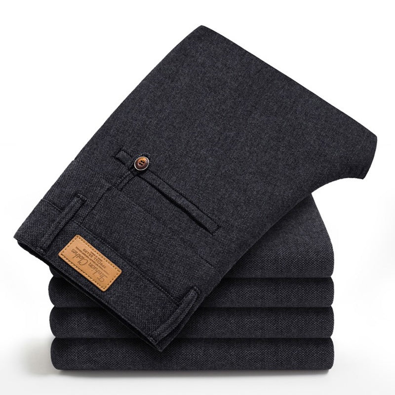 Tejido De Algodón Y Lino De Alta Calidad, Ajuste Delgado, Microelasticidad, No Apretado, Cómodo Y Agradable Para La Piel, Pantalones Casuales De Negocios