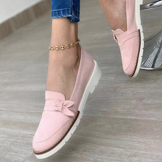 De Mujer Bowknot Planos Cuero Tacón Bajo Mocasines Planos