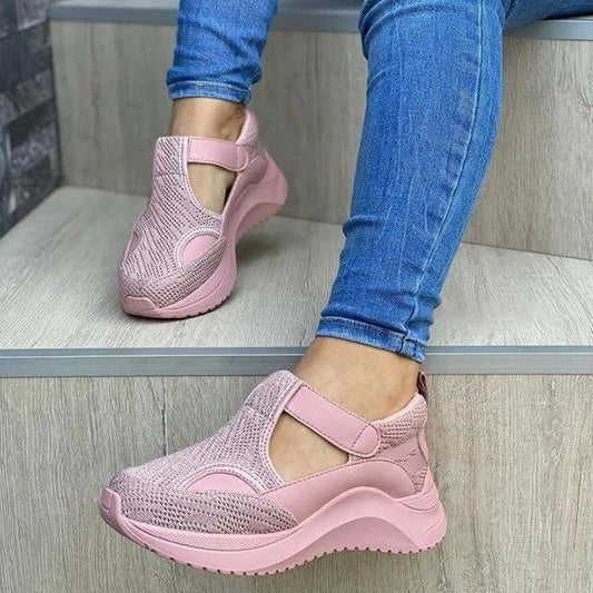 Zapatillas de deporte con colchón de aire tejido volador casual para mujer