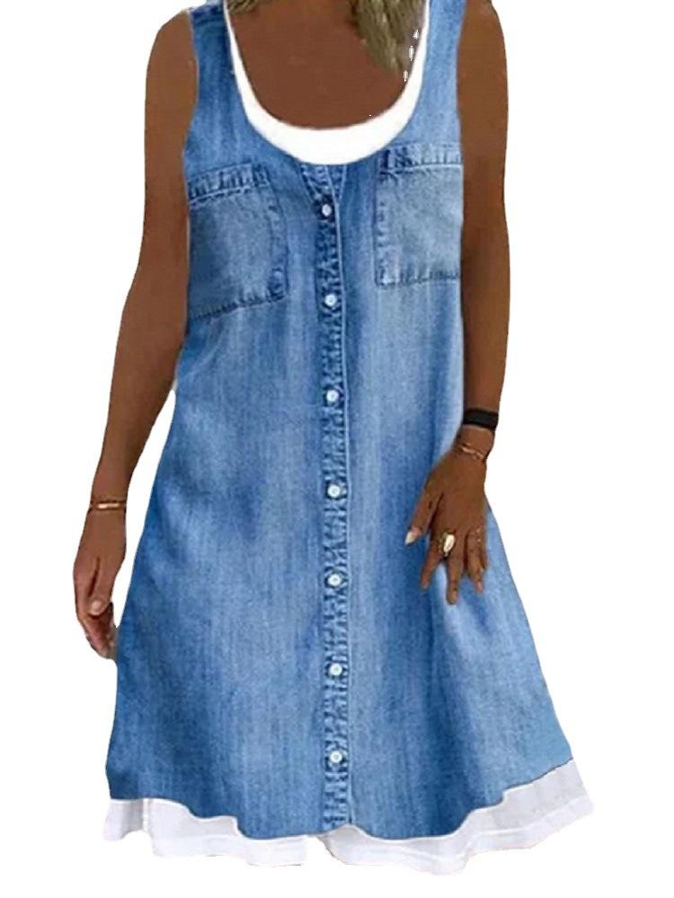 Vestido de mezclilla casual de moda suelta