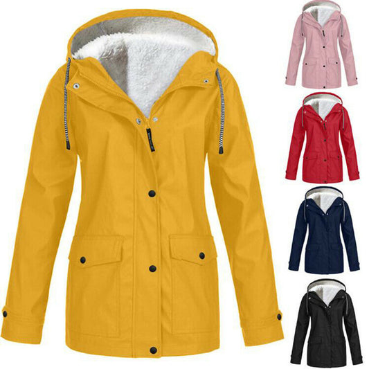 Chaqueta Con Capucha De Lana A Prueba De Viento Impermeable Casual Para Mujer