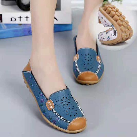 Zapatos Planos De Cuero Genuino Resbalón En Zapatos De Mujer