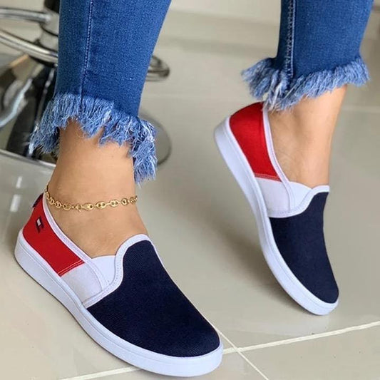Zapatos casuales cómodos de color en contraste para mujer