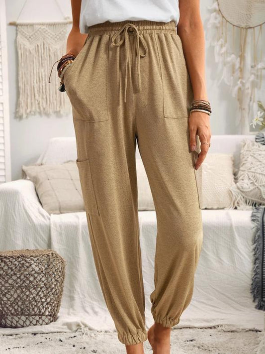 Pantalón Casual Holgado Con Múltiples Bolsillos Para Mujer