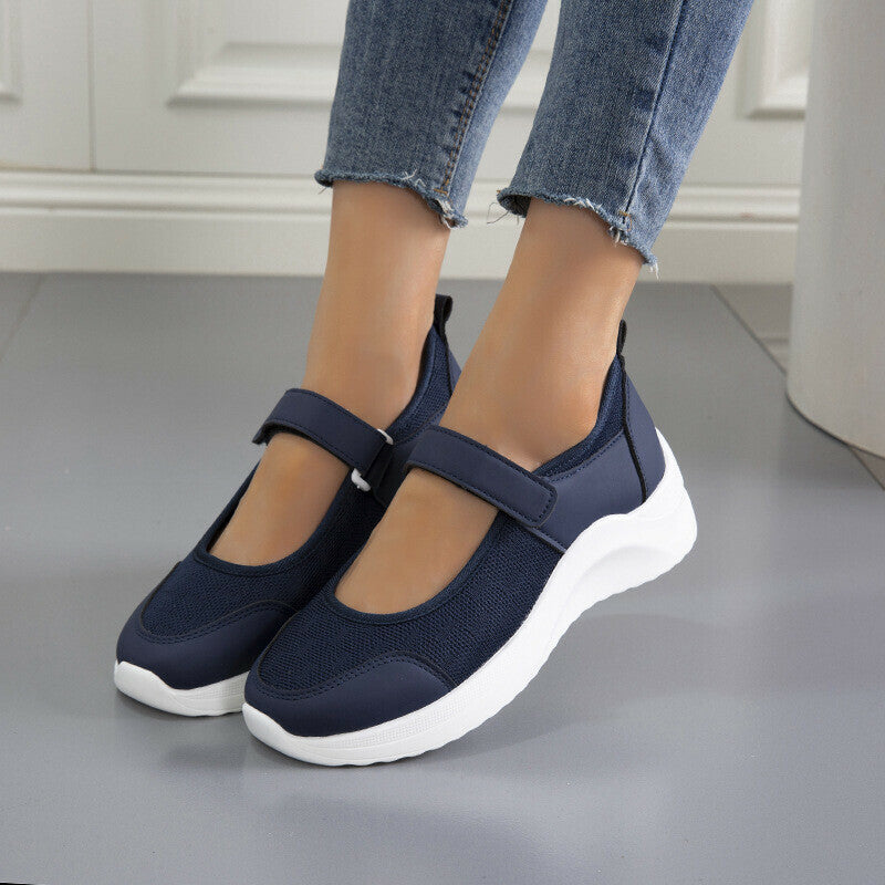 Sandalias Sencillas Con Velcro Y Plataforma Cómodas De Color Liso Para Mujer