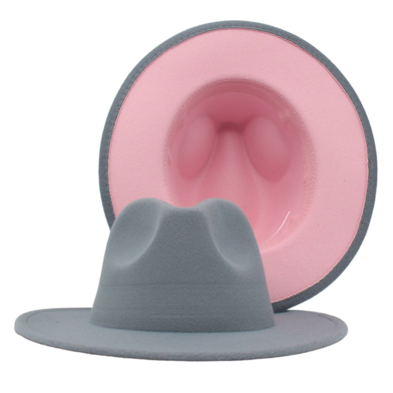 Sombrero De Fieltro De Lana De Doble Cara Estilo étnico Sombrero De Jazz A Juego De Colores