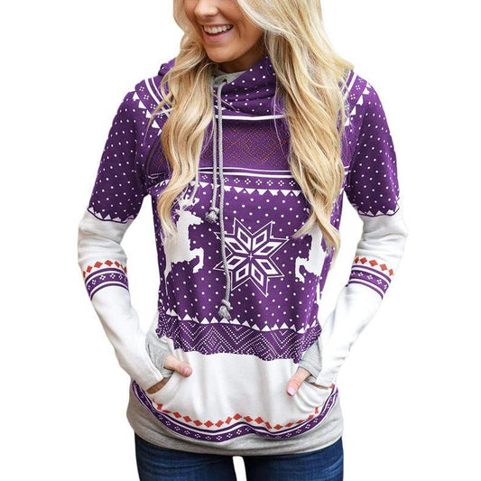 Bolsillo De Impresión Navidad Camiseta De La Cremallera Con Capucha Dedo - MXbueno