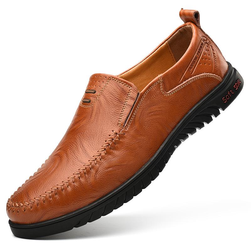 Zapatos Casuales De Cuero Con Suela Suave Para Hombres Nuevos