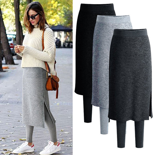 Leggings De Una Pieza Para Mujer, Ropa Exterior Para Otoño E Invierno, Más Grasa Para Aumentar Los Culottes Cálidos De Longitud Media.