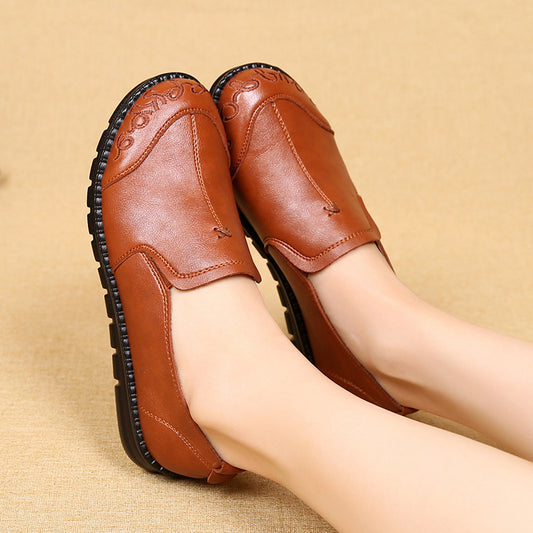 Zapatos Cómodos De Piel Con Suela Blanda Para Mujer