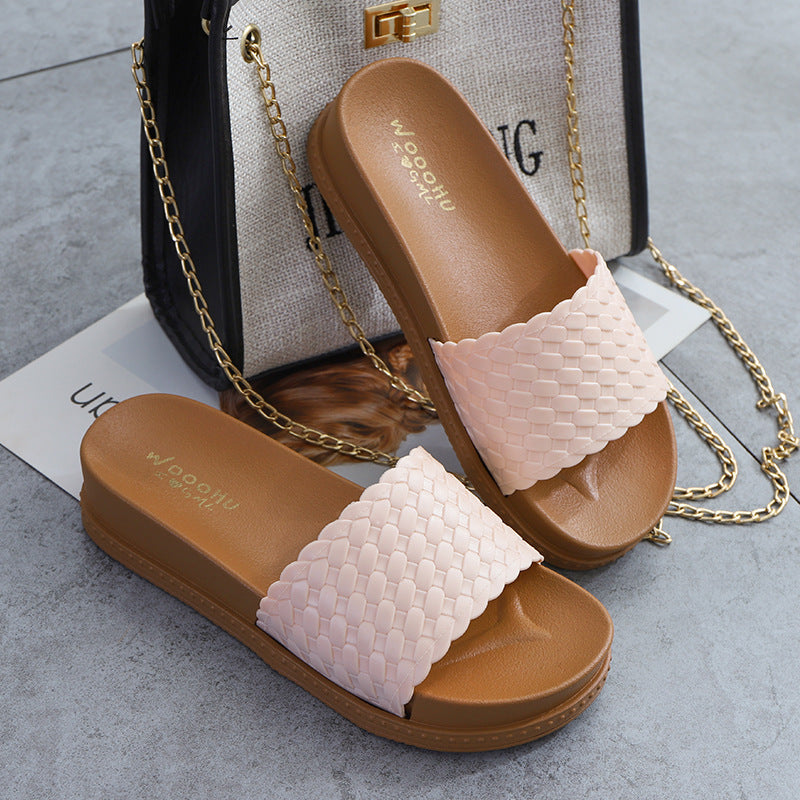 Sandalias Deslizantes De Punto De Aumento De Altura