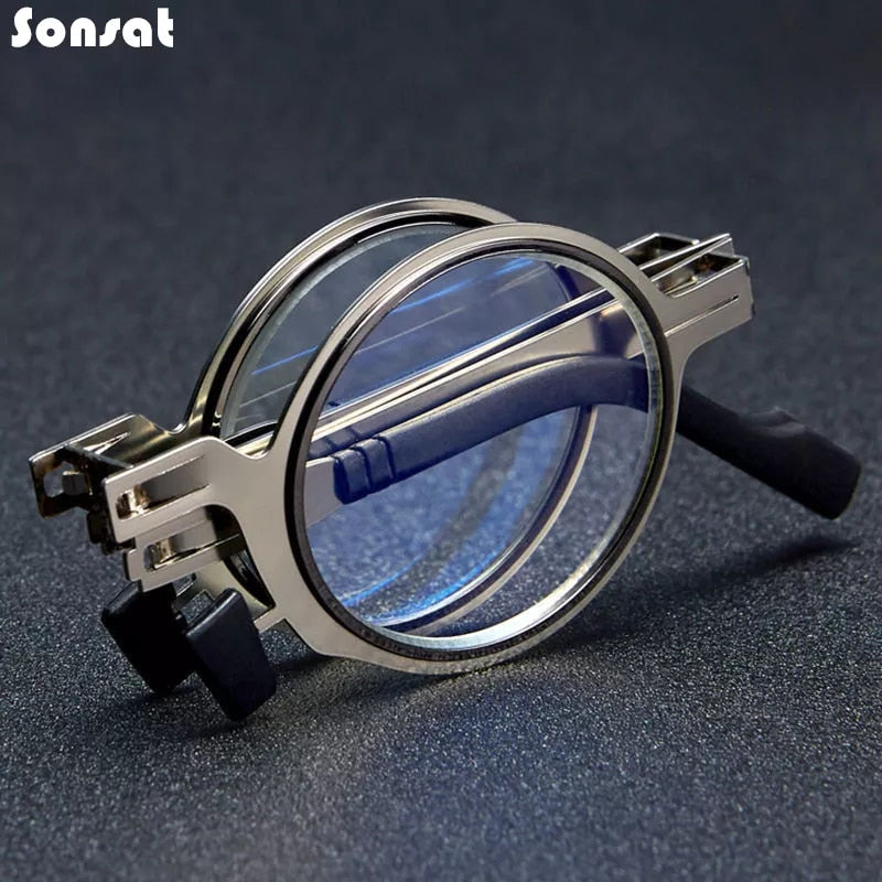 Gafas De Lectura Plegables Redondas Ovaladas Cuadradas De Metal Con Bloqueo De Luz Azul Del Marco