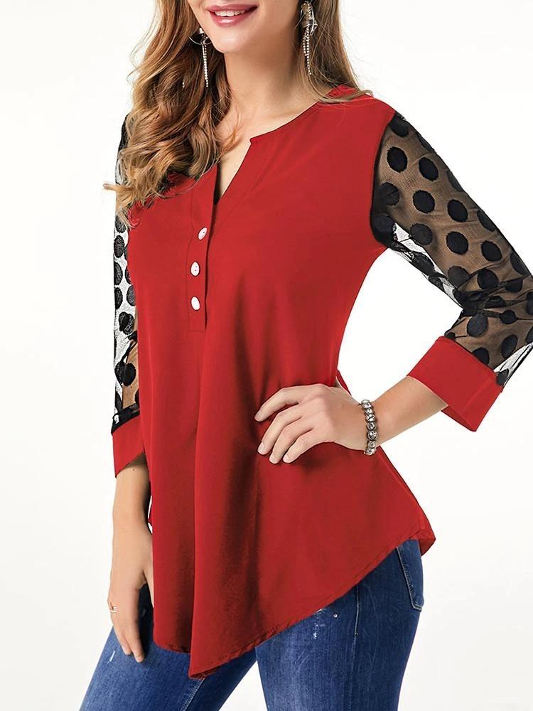 ¡VENTA! Blusa delantera con botones de cuello dividido