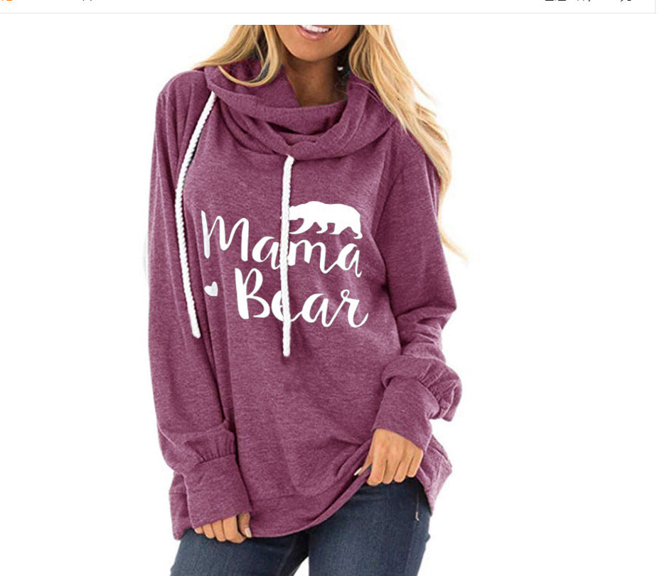 Suéter De Las Señoras De La Impresión De La Moda De La Capucha Del Cordón