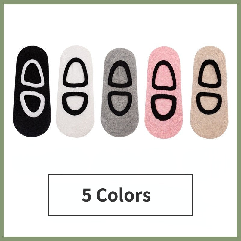 【5pcs】Calcetines Antideslizantes Invisibles Moldeados De Una Pieza Para Mujer