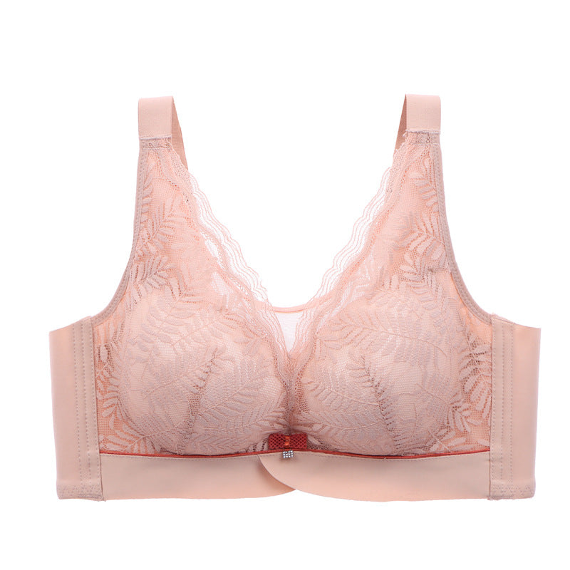 2022 Reunión Sin Anillo De Acero Sujetador De Encaje Transpirable Recibir Pecho Lateral Cómoda Ropa Interior Ajustable
