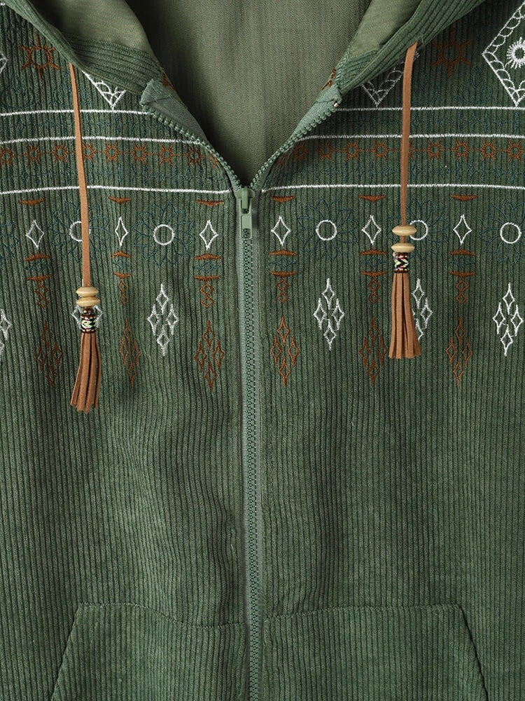 Cárdigan Con Capucha Verde 2021 Otoño Algodón Temperamento Tejido A Rayas Chaqueta Estampada Commuter