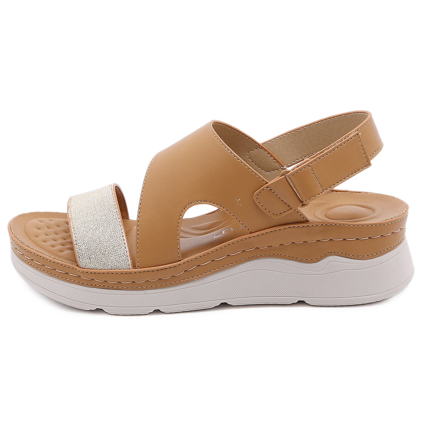 Sandalias De Mujer De Tacón De Cuña Casual De Velcro Ligero