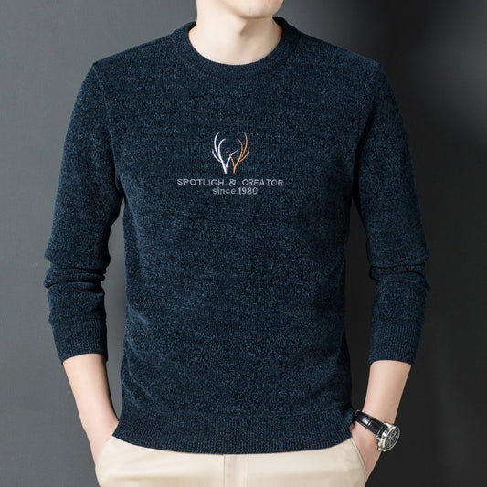 Camisa De Chenilla Gruesa Cálida Suéter Casual De Punto