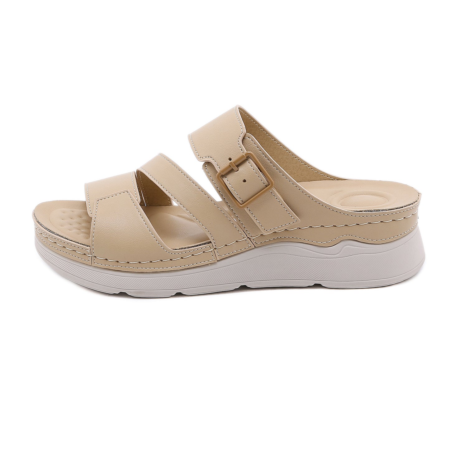 Zapatos De Mujer De Punta Redonda Simple De Tacón De Cuña Antideslizante Liviano