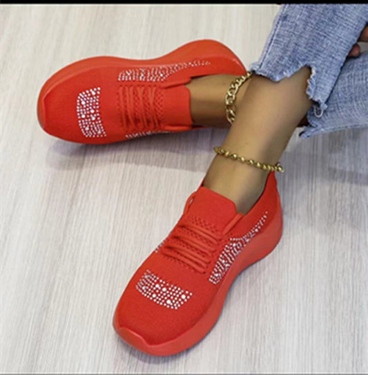 Nuevos zapatos de mujer transpirables con diamantes de imitación de malla