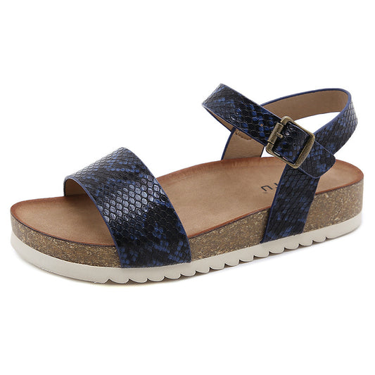 Cómodas Sandalias De Serpiente Caseras Antideslizantes Con Hebilla De Metal Y Suela Cortada En Madera